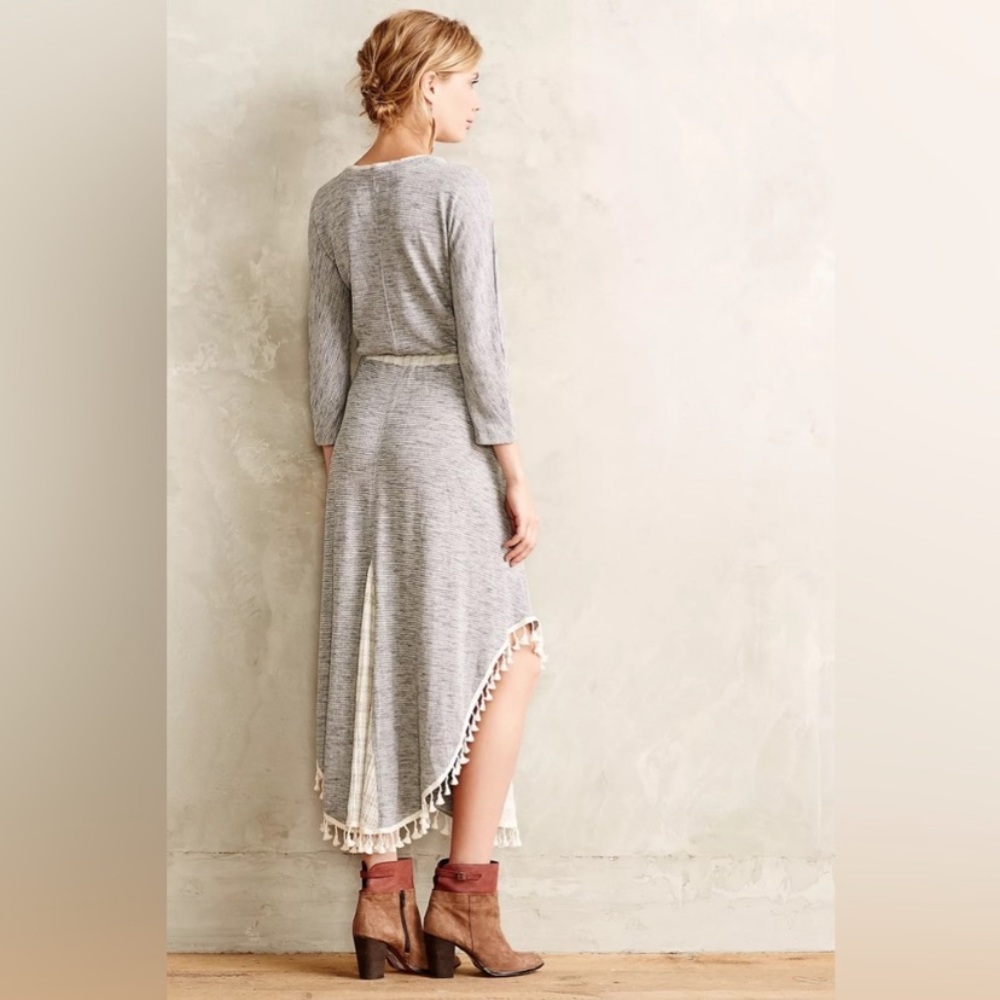 Anthropology Saturday Sunday Grey Tasseled Maxi Dress Size Small